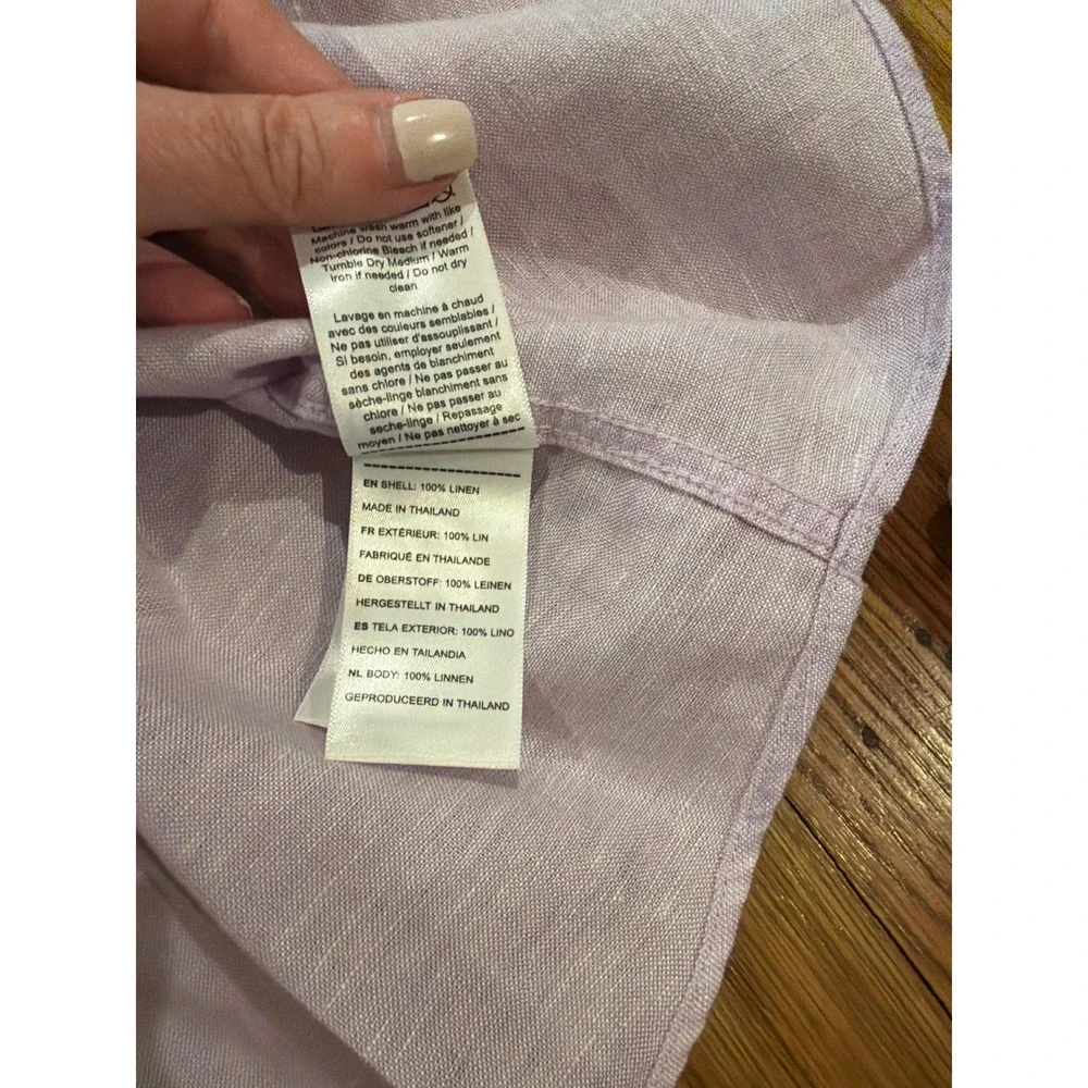 UNTUCKit Cameron Linen Short Sleeve Shirt Purple Regular Fit 40878 Mens Medium